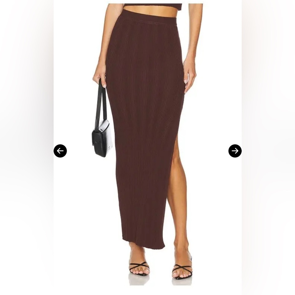 Good American Brown Ribbed maxi skirt size 2XL